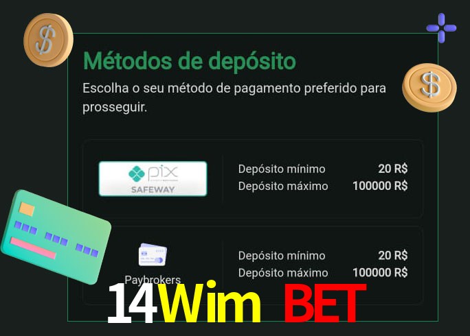 O cassino 14Wim Bet oferece uma grande variedade de métodos de pagamento